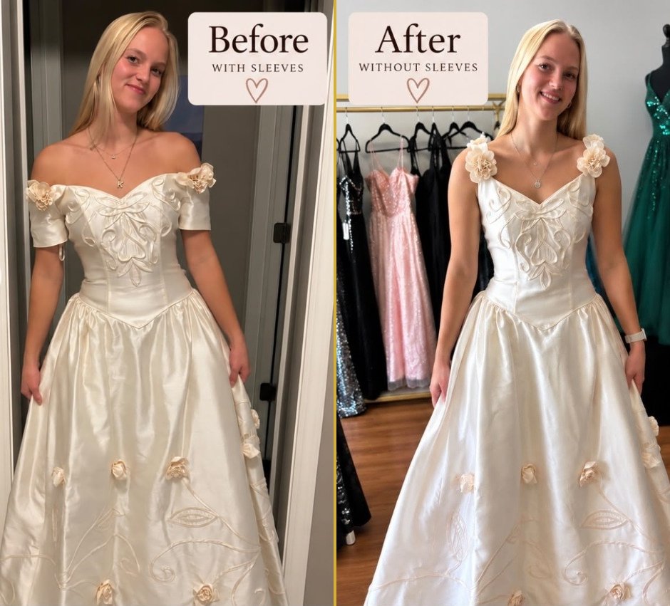 Bridal Gown Before and After Alterations - Maryam's Tailoring